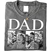 Giantbighands Custom Papa Dad Grandpa Photo T Shirt Personalized Family Father's Day Valentine Birthday Gifts for Dad Grandpa