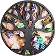 Wooden Crystal Display Shelf Tree of Life Floating Shelf for Rocks, Stones, Crystals, Essential Oils Storage, Wall Mounted Shelf, Gothic Rustic Boho Style Wall Art Decor, 11.8x11.8 inches