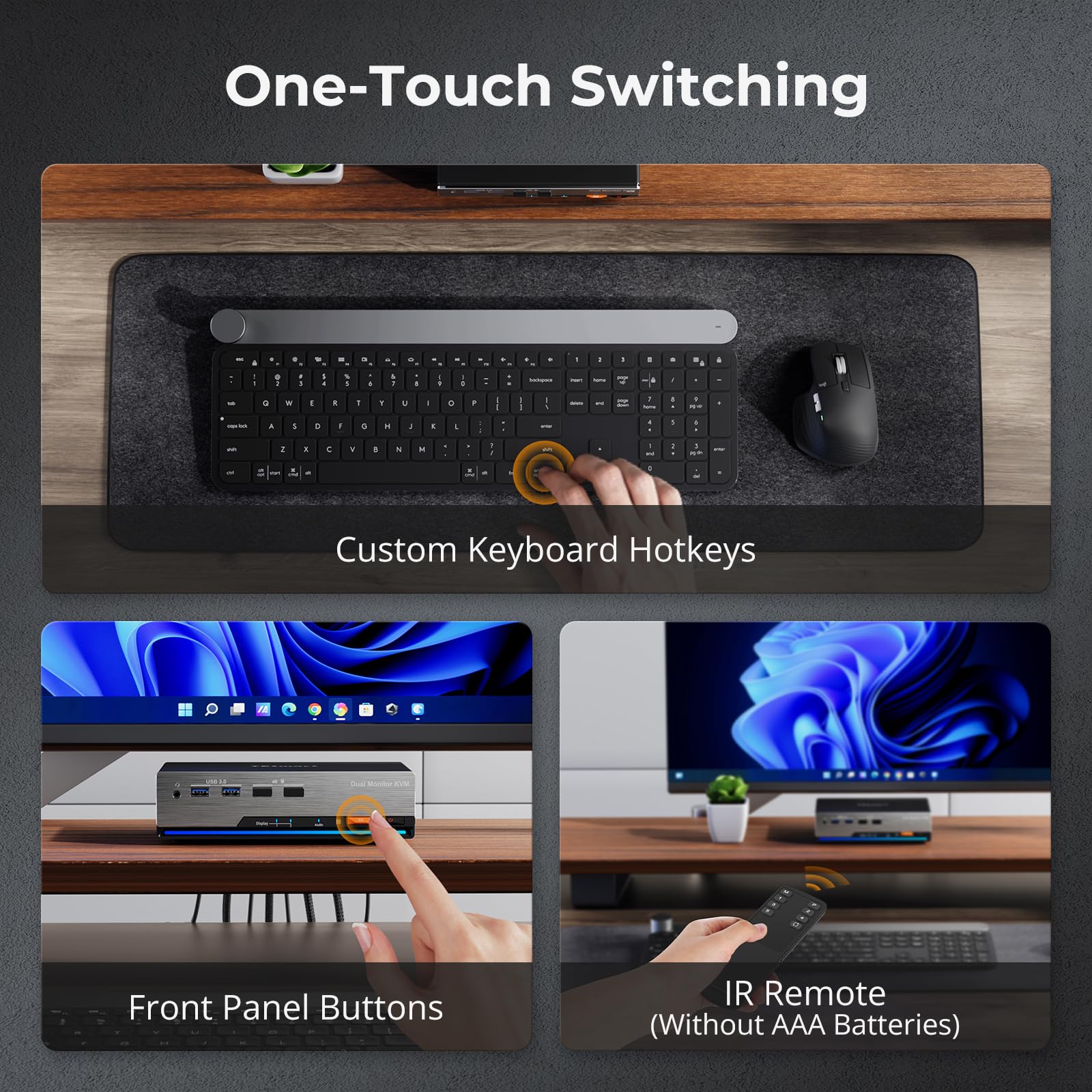 TESmart 8K@60Hz HDMI KVM Switch 2 Monitors 2 Computers USB 3.0, HDMI KVM Switch Dual Monitor 4K@144Hz for Gaming Dock, Support EDID, Gigabit Network, Hotkey Switch, Audio & Mic with All Input Cables