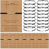 Landical Christmas Christian Faith Bracelet Bulk for Women Religious Adjustable Cross Bracelets Gifts with Positive Card