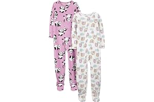 Simple Joys by Carter's Girls' 2-Pack Loose-fit Fleece Footed Pajamas