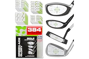 GREEN ACE GLORY Golf Impact Tape - 384 or 160 Golf Impact Stickers - Impact Tape for Golf Clubs for Drivers, Woods, Irons, Putters | Great Golf Aid - No Residue Golf Stickers, Easy Peel Golf Tape for Perfect Shots