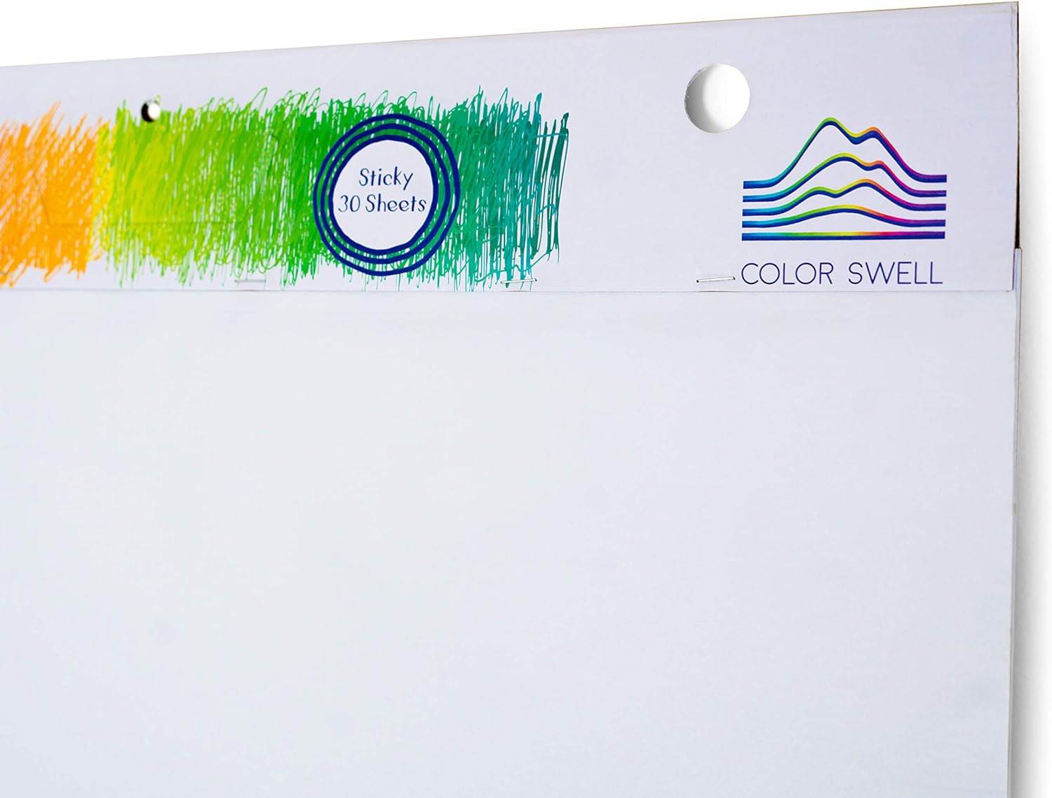 Color Swell 6 Pack 30 Sheets Each of Sticky Easel Pads Plus a Bonus Pack of Washable Markers, Great for The Office, Classroom, Groups, Presentations, Meetings, and Brainstorming