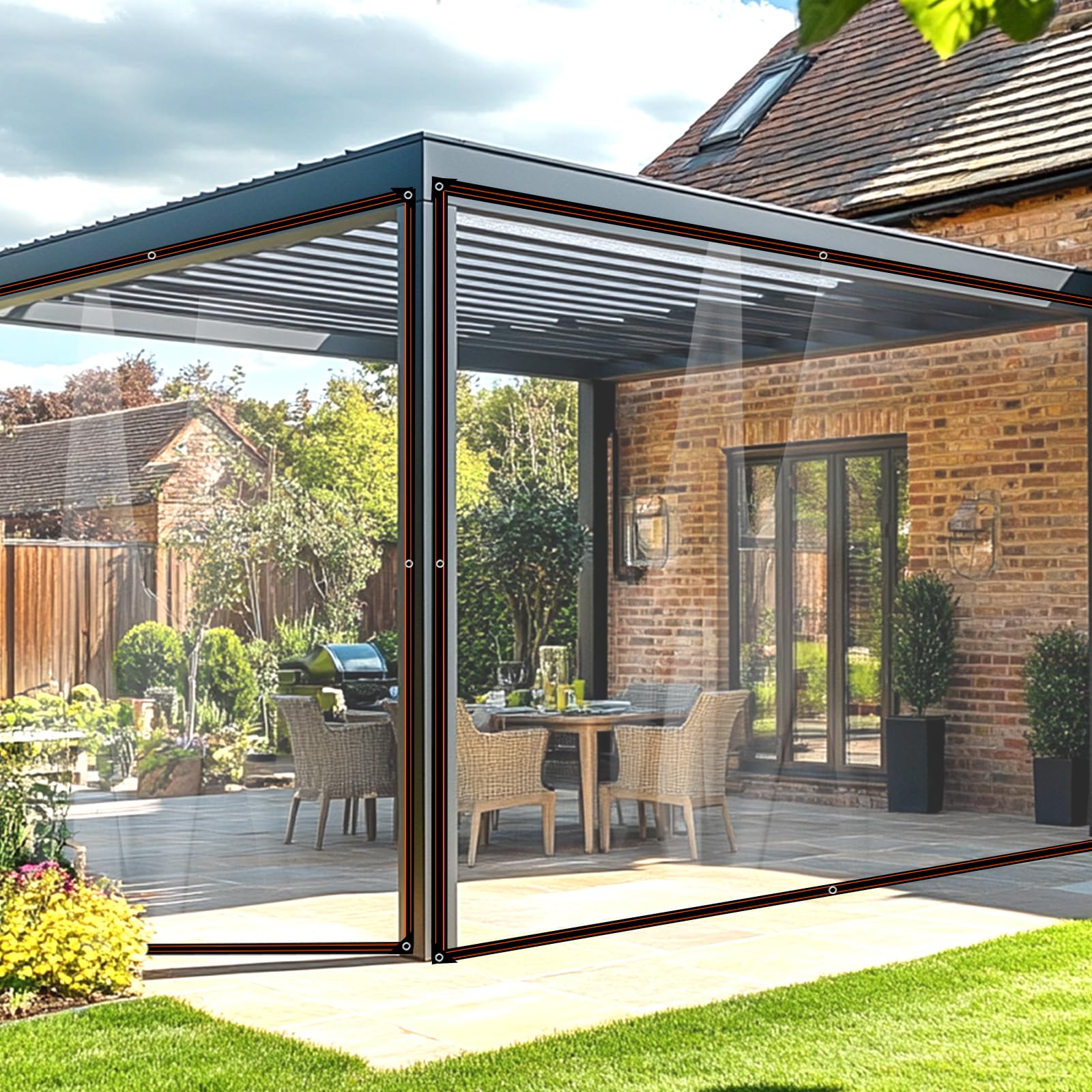 BeGrit Waterproof Tarpaulin with Eyelets 2m x 1m Heavy Duty Clear Tarp Reinforced Transparnt Rainproof Garden Cover for Balcony Greenhouse Outdoor Camping Gazebo