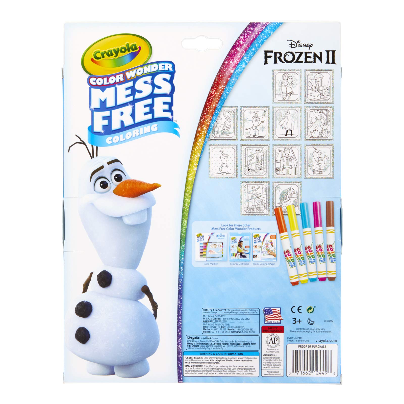 Crayola Frozen 2 Glitter Effects Color Wonder Set, Mess Free Coloring, Gift for Kids, 3, 4, 5, 6
