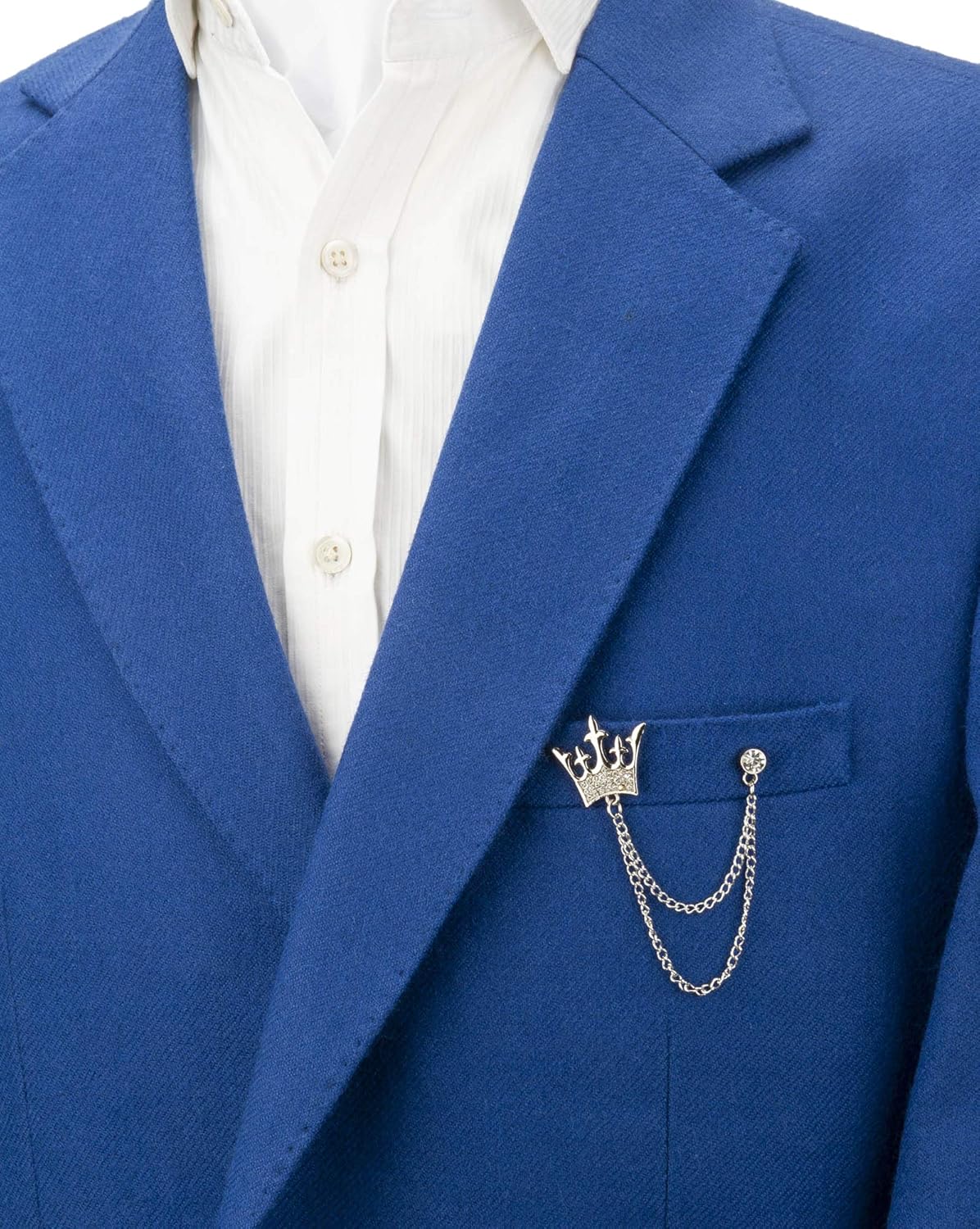 Brooch Lapel Pin for Men Silver Stone King Crown Chain Lapel Pin Badge Coat Suit Wedding Gift Party Shirt Collar Accessories - Image 4