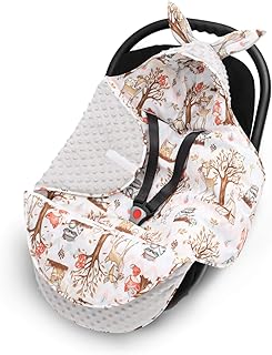 EliMeli Baby Einschlagdecke Babyschale Winter - Grau Braun Mädchen Junge Decke Universal für Autositz, Kinderwagen Buggys und Babybett, Premium Qualität - Design Minky Decke (Grau - Waldfreunde)