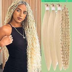 Boho Curly Hair for Braiding 4 Packs 26 Inch Blonde