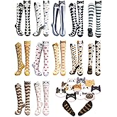 WILLBASIC 12 Pairs Cute Cat Knee High Socks for Women Novelty Gifts For Women Girlfriend Animal Lovers