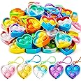 JOYIN Heart Pop Fidget Keychain 30 Pack Pop Fidget Toys Bulk Party Favors for Kids 4-8,8-12 Years, Goodie Bag Stuffers End of Year Student Gifts Classroom Prizes Birthday Sensory Toys
