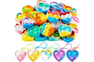 JOYIN Heart Pop Fidget Keychain 30 Pack Pop Fidget Toys Bulk Party Favors for Kids 4-8,8-12 Years, Goodie Bag Stuffers Back to School Gifts for Students Classroom Prizes Birthday Sensory Toys