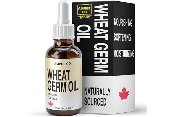 Wheat Germ Oil 60ml – 100% Pure Cold-Pressed Oil Rich in Vitamin E for Skincare, Haircare, and Wellness BY AMRIEL CO.