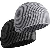 vidsel Short Fisherman Beanie for Men Women, Swag Wool Knit Cuff Trawler Skullcap,Winter Warm Hats