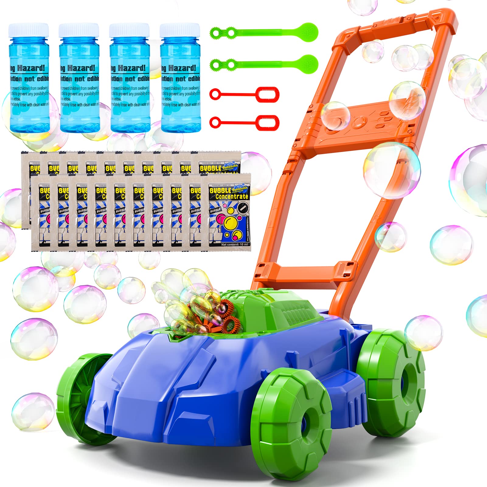 Photo 1 of Bennol Bubble Lawn Mower for Toddlers, Kids Automatic Bubble Blower Maker Machine, Outdoor Gardening Push Toys, Christmas Birthday Gifts for Preschool Baby Boys Girls