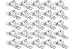 Nayciiy 25PCS M25 304 Stainless Steel Rigid Pipe Strap Two Hole Cable Strap u Bracket Pipe Clamps Heavy Duty Pipe Fasten Holder for Tube, Pipe or Wire Cord Installation (25, 25MM（1 "）)
