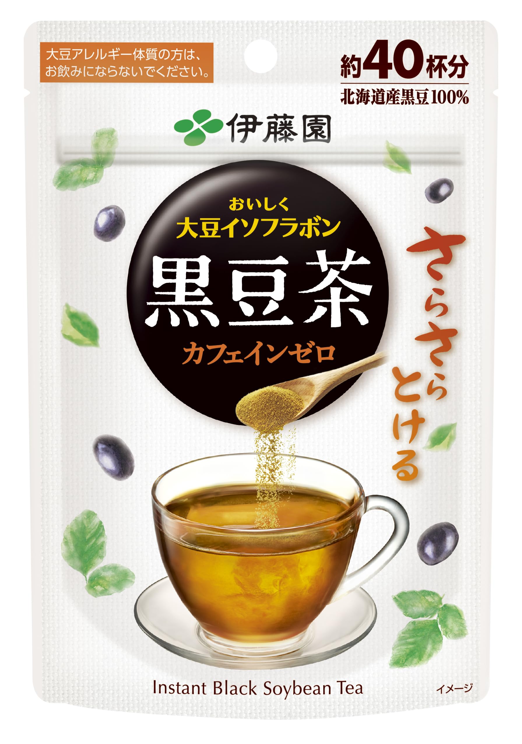 伊藤園 さらさらとける おいしく大豆イソフラボン 黒豆茶 粉末 32g カフェインゼロ チャック付き袋タイプ商品画像