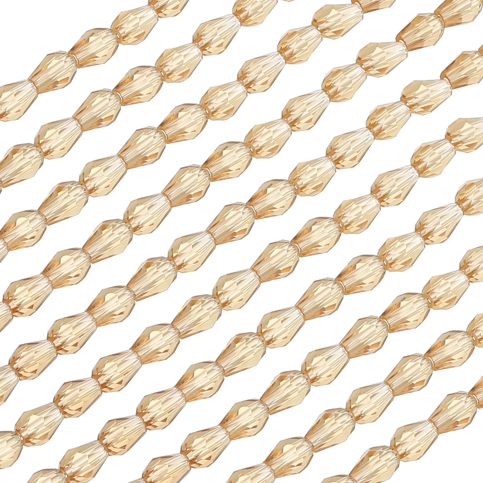 PATIKIL Teardrop Faceted Beads, 650 Pcs Light Gold Bicone Birthstone Bead Glass Crystal Assortments Vertical Hole Shape for DIY Craft Bracelet Necklace Jewelry Making, 4x6mm