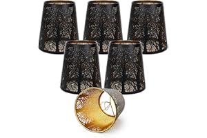 6 Pcs Chandelier Lamp Shades, Small Clip On Lamp Shade Mini Lampshades for Table Wall Lamps Candle Lamp Replacement (Black, 4