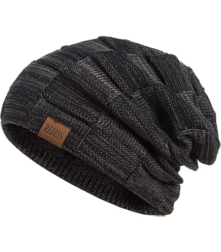 Mens Slouch Beanie Vintage Knit Cadet Cabbie Skull Cap with Visor