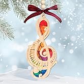 Music Note Christmas Ornament 2025 – Musical Treble Clef Decoration for Tree – Gift for Music Lovers, Teachers & Choir Singers – 2-Layer Wood Ornament for Holiday Decor