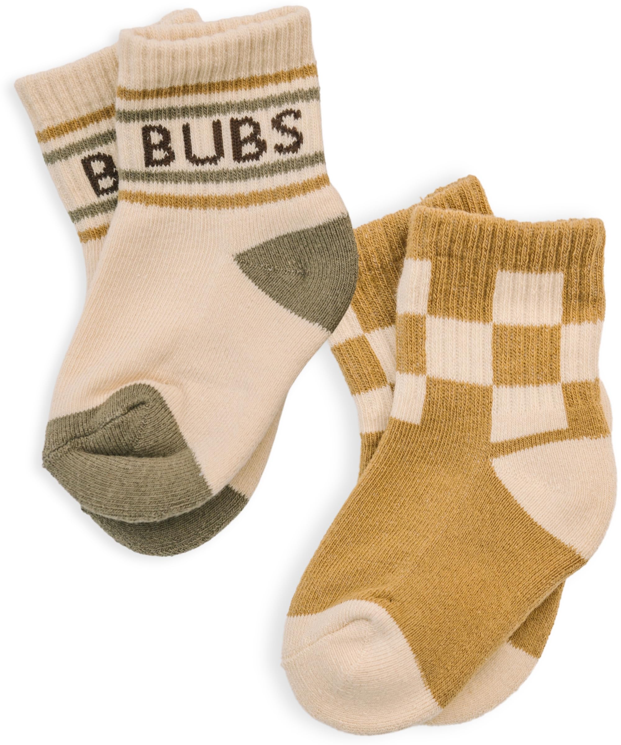Photo 1 of Lottie Dottie Baby, Toddler Half-Crew Cotton Socks 2-Pack | Bubs and Checkered Socks | Novelty Socks for Girls or Boys (9M-18M, Bubs/Checkered)