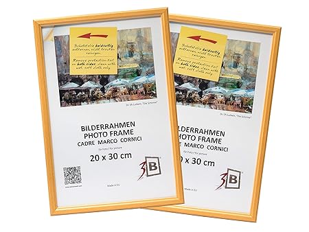 3-B Set 2 STK. - Bilderrahmen JENA - Natur - 20x30 cm - Holzrahmen, Fotorahmen, Portraitrahmen mit Plexiglas