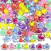 100pcs Acrylic Flower Beads for Bracelets, Mix Candy Colors Flower Beads for Jewelry Making Handmade DIY Bracelet, Necklace, Charms Keychain Craft Supplies