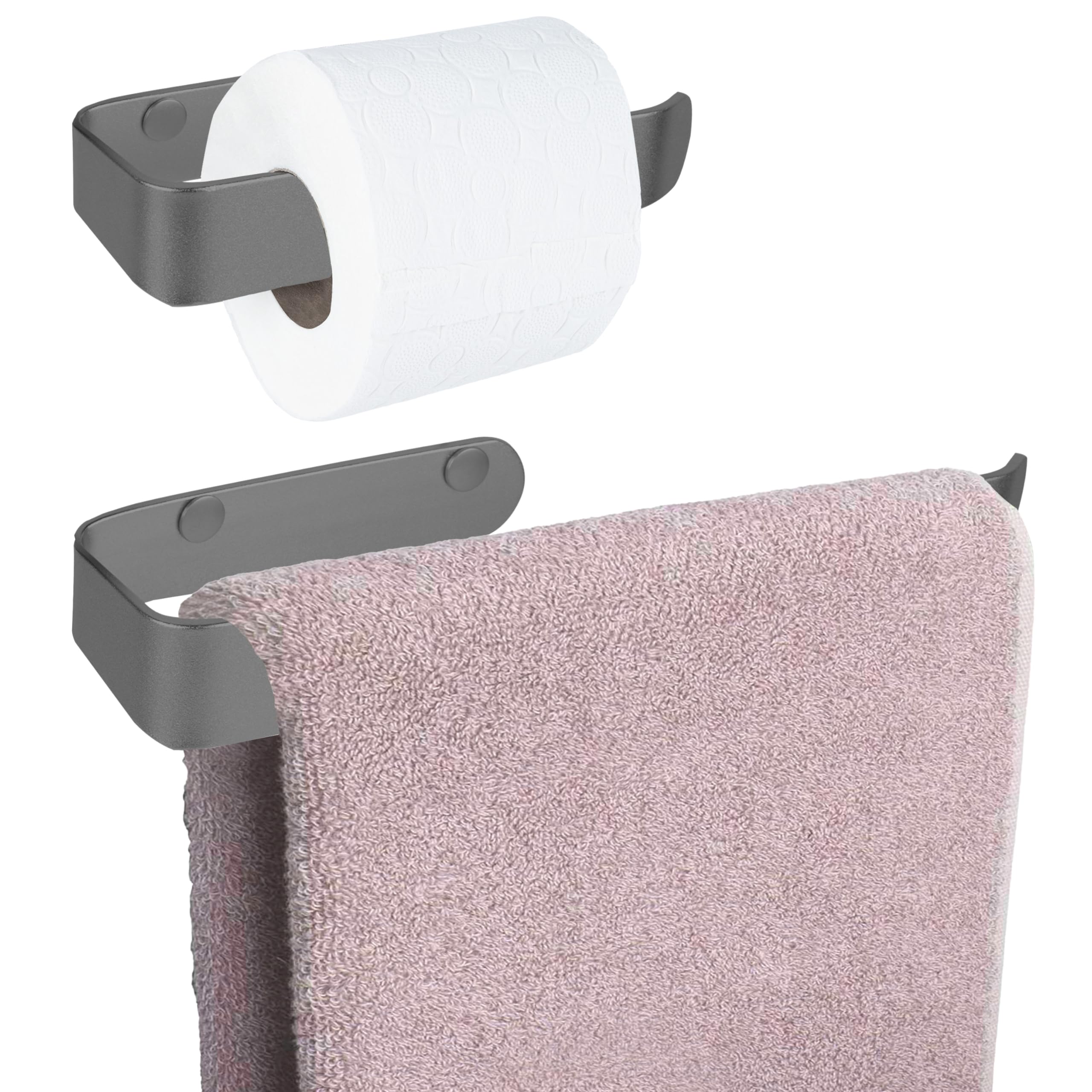 Toilet Roll Holder and Towel Holder Set - Hand Towel Holder, Toilet Roll Holder Wall Mounted. 2 pcs Bathroom Accessories Set for Kitchen, Bathroom, Laundry and Toilet.