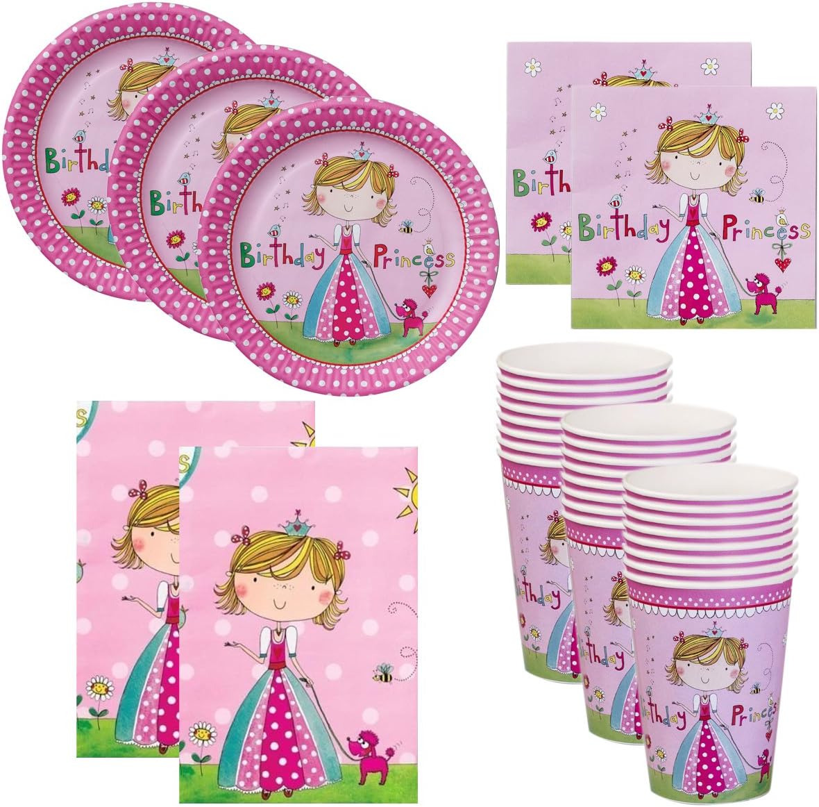 90pc Kids Birthday Party Supplies Set Cups Plates Napkins Table Cover Boys Girls