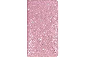Sanlykate Glitter Bling Checkbook Cover for Girl Women, Shiny Rhombus Pattern RFID Blocking PU Leather Standard Register Check Book Case for Personal Checks with Pen Holder & Divider, Diamond Pink
