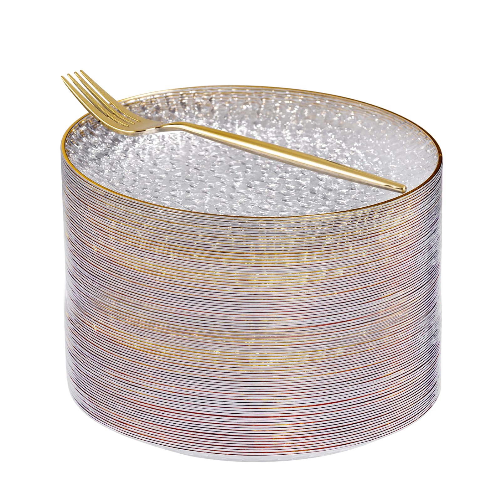 Photo 1 of Rubtlamp 200 Pcs Clear Dessert Plates 7" with Forks 7.6",Clear Plastic Cake/Appetizer Platos, Dessert Plates Disposable, Hammered Party Platos Include 100platos and 100forks for Party&Birthday