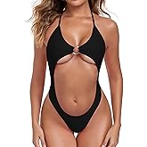 SHERRYLO Cut Out One Piece Swimsuit Women Sexy Thong Monokini Womens 1 Piece Bathing Suit Thongs Swimsuits Tanga Swimwear