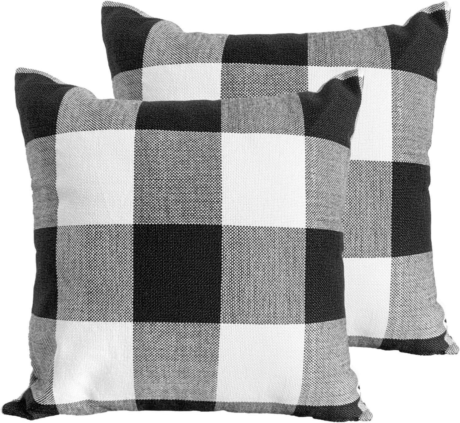 Throw Pillow Covers 18×18 - JUEYINGBAILI Decorative Buffalo Check Plaid Pillow Cover - Farmhouse Christmas Square Pillowcases Set of 2 for Home Decor Sofa Bedroom Car