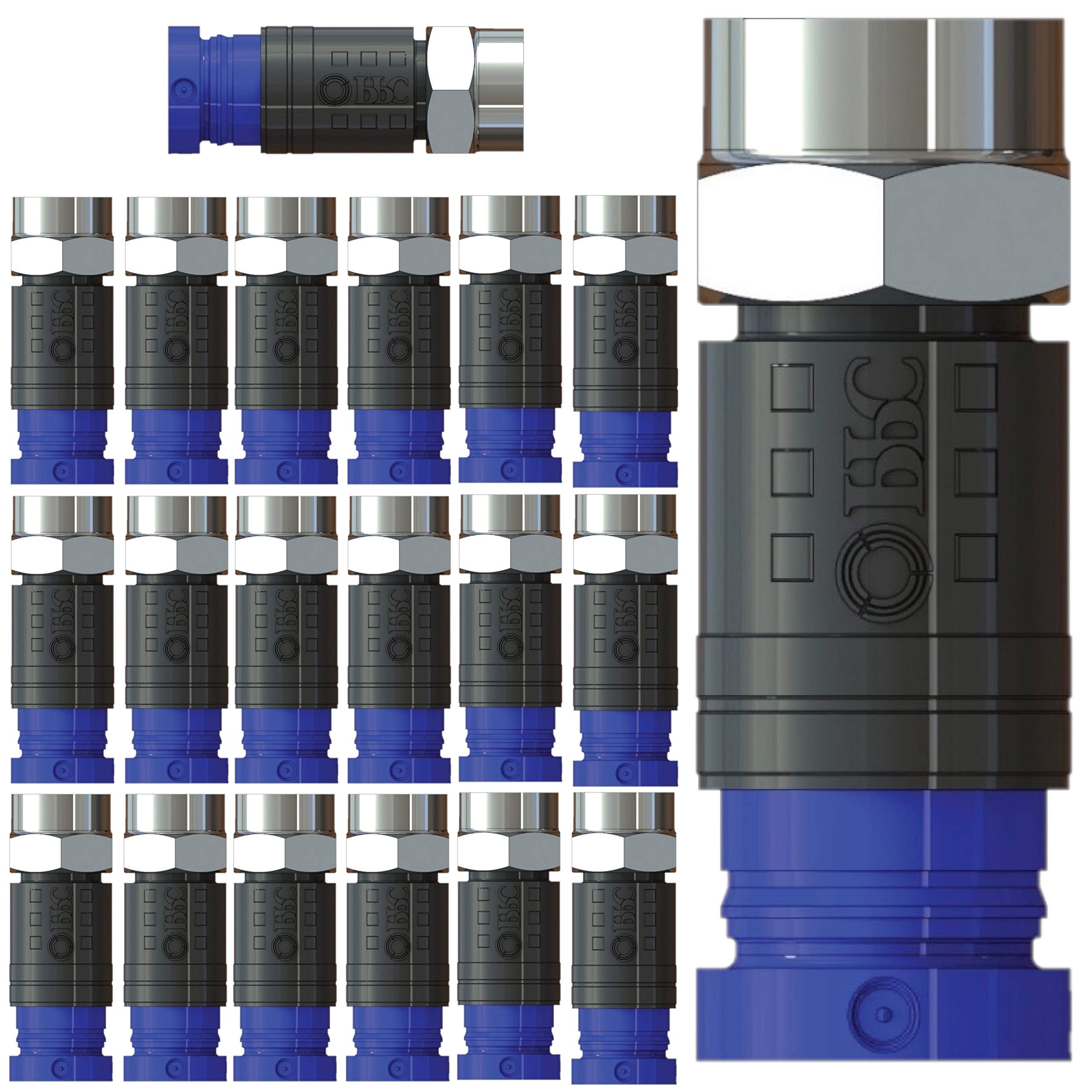 Inbrackets Compression F Connector Professional CMX100 for CT100 WF100 coaxial COAX Satellite Aerial Cable (20 Pack)