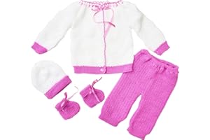 FLVFF BABY Crochet Outfit Set Newborn Clothe Boys Girls Warm Winter Beautiful Clothing 4 Pieces
