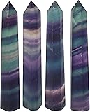 Luckeeper Healing Crystals| 2" Fluorite Crystal Wands| 6 Faceted Reiki Chakra Meditation Therapy 4 Pcs