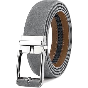 SANSTHS Ratchet Suede Leather Belt for Men Dress Click Belt for Jeans Daily | Suede Ratchet Belts for Men Leather with Automa