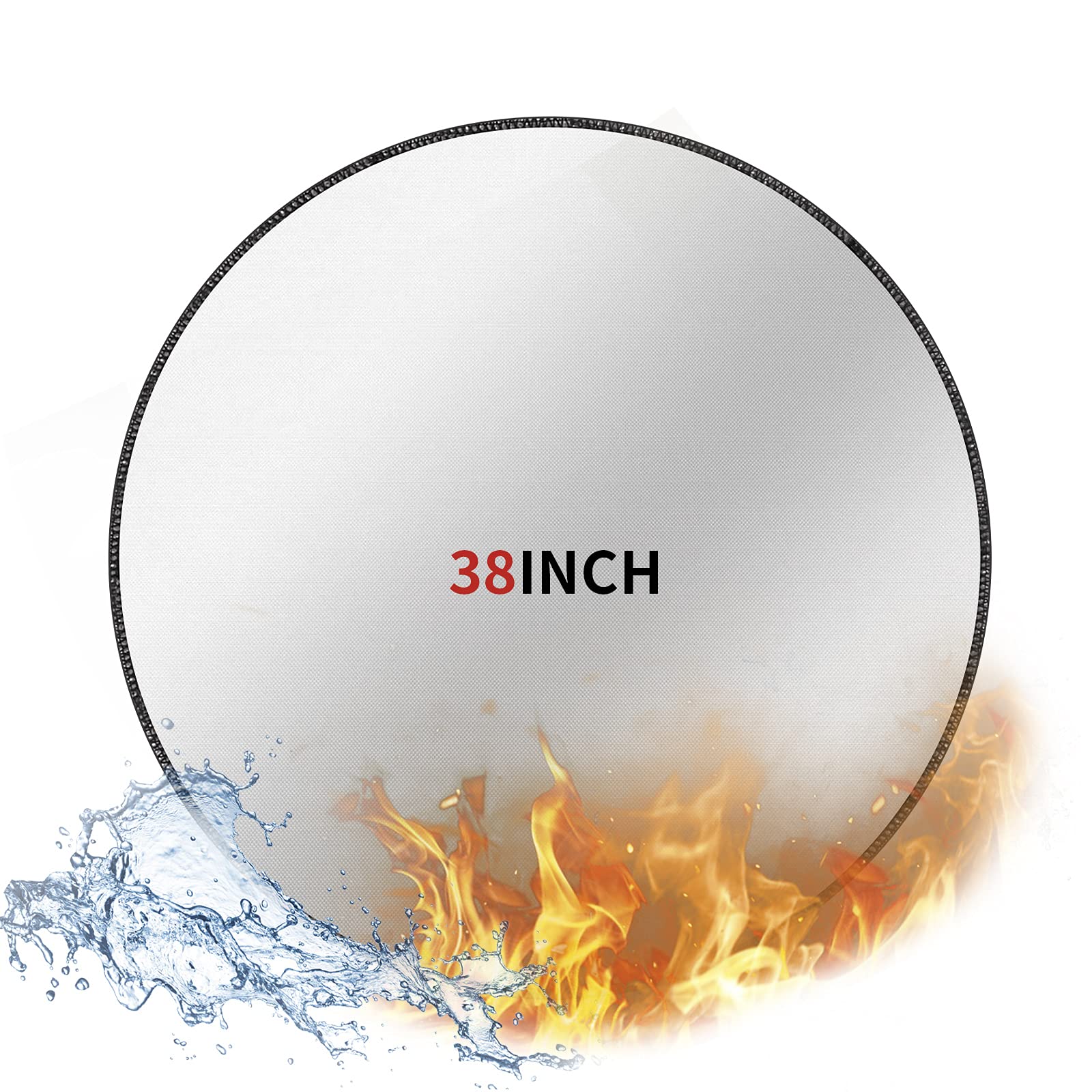 Tamfile Fire Pit Mat for Decking, 38″ (96.5cm) Round Fire Pit Pad Fireproof Waterproof Heat Proof Silicone Mat, Outdoor Grill Mat for BBQ for Grass, Backyard, Patio, Camping, Lawn and Wooden Floor