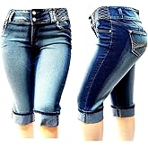 D&B by LA CHULA Women's Plus Size Blue Denim Jeans Bermuda Short/Capri Pants