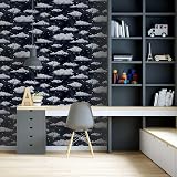 Arthouse Stars and Clouds Navy Wallpaper 923907 Nursery Kids Room view 2