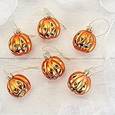 Lillian Vernon Glass Jack-o'-Lantern Halloween Ornaments - Set of 12, Holiday Home Décor