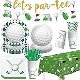 Owelleny Golf Party Decorations, Golf Birthday Party Supplies, Plate, Napkin, Cup, Let's Par-Tee Banner, Tablecloth, Cutlery, Lover Baby Shower 1st 2nd Birthday, Serves 24