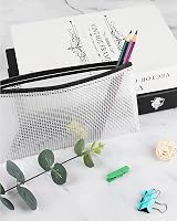 Smarpau A6 Clear Pencil Case 12 Pack Mesh Document Bags Zipper Wallets Black view 6