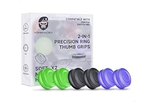 KONMANDER 2-in-1 Precision Rings Thumb Grips for PS4, PS5, Switch Pro Controller - Aim Assist Joystick Cap Analog Stick Cap f