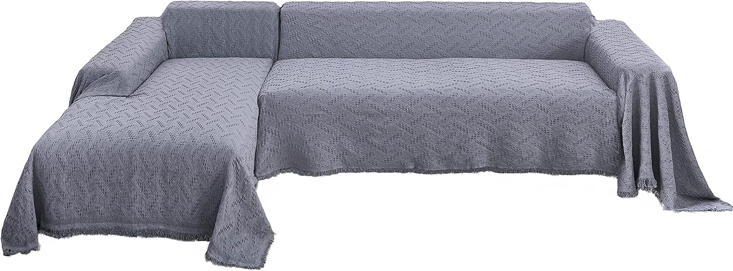Slipcovers - HOMERILLA Sectional Couch Covers 2 Pieces L Shaped Sofa Cover for Sectional Couch L Shape Washable Blanket Furniture Protector for Pets Dogs (Dark Grey, X-Large)