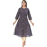 Vi VIHAAN IMPEX Cotton Kurtis for Women Indian Style |Indian Kurta | Casual Wear Cotton Kurta Blue