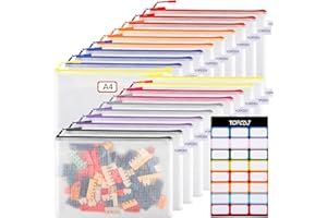 YOPCDJ 20PCS Mesh Zipper Pouch Bags, A4 13.5x9.5 Inches Waterproof Mesh Bags with Zipper, Plastic Zipper Pouch for Organizing, Mesh Bag for Travel Storage School Supplies, 8 Colors Assortment