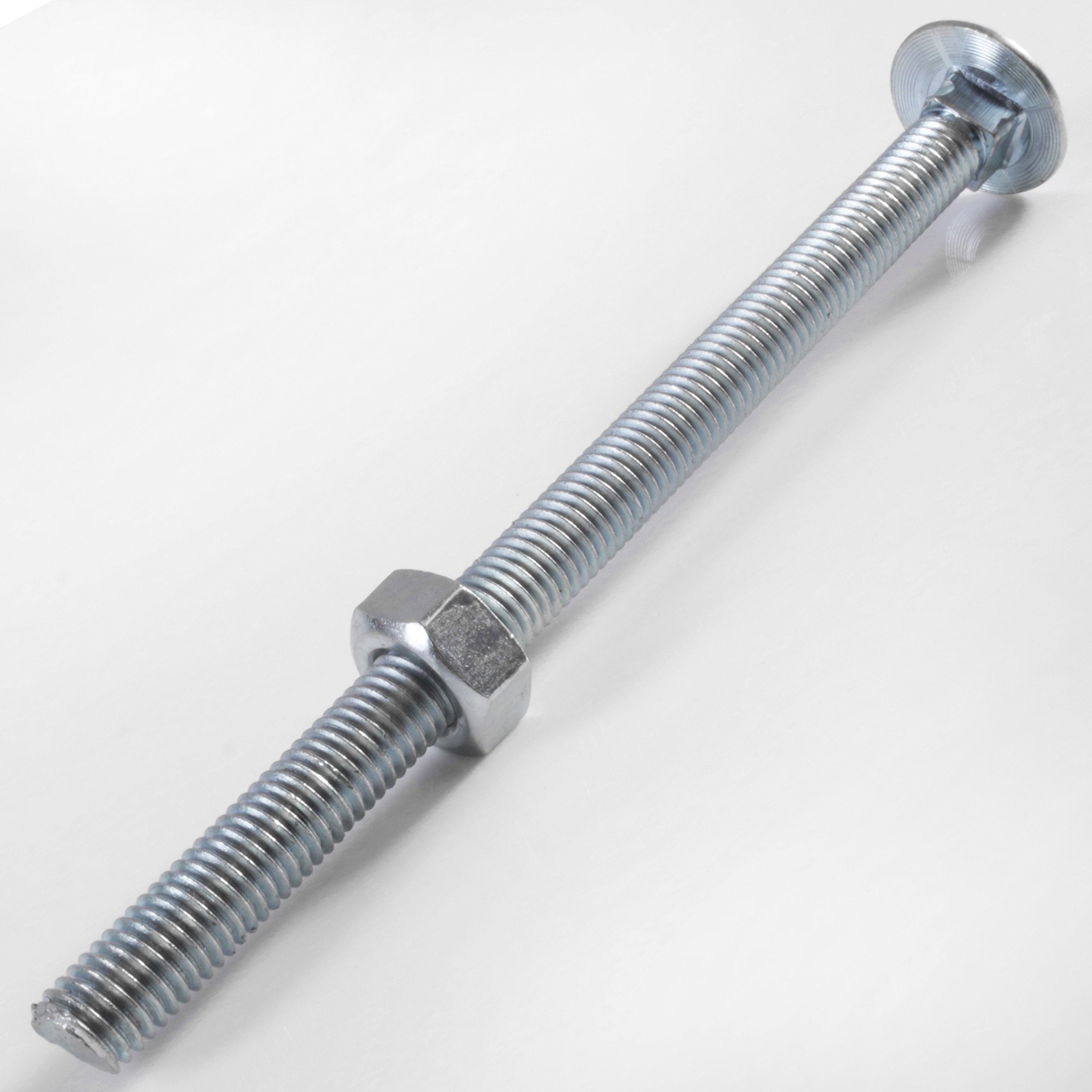 M10 x 150mm (6 Inch) Coach Carriage Bolt and Nut BZP - Pack of 10