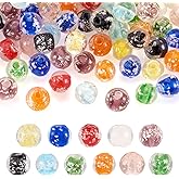 Cheriswelry 100pcs Luminous Handmade Lampwork Round Beads 8mm Glass Loose Spacer Ball Beads Crystal Handcraft Bracelet Beads Charms Mixed Color for DIY Earring Anklet Necklace Jewelry Making