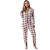 #followme Womens Henley Thermal Onesie Buffalo Plaid and Tie Dye